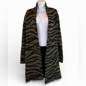 Olive and Black Zebra Print  Cardigan